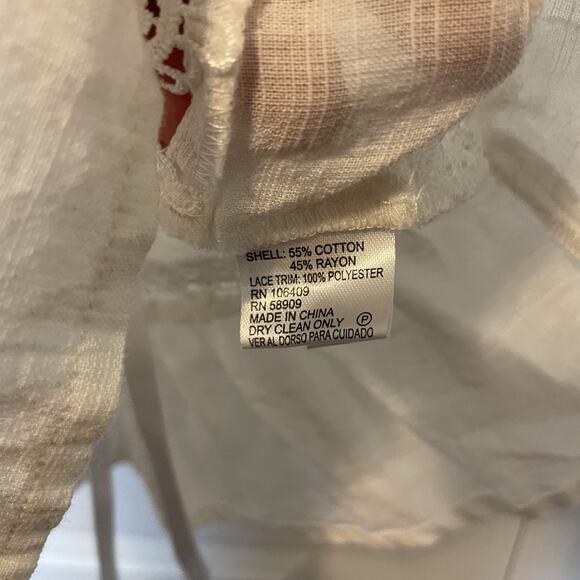 Gianni Bini Women's Blouse Large White Coastal Cowgirl Beach Boho Peasant Top L - Picture 6 of 10